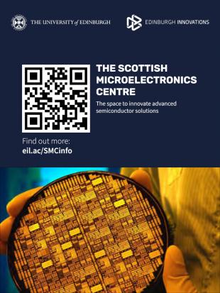 Scottish Microelectronics Centre promotional flyer with QR code linking to eil.ac/SMCinfo